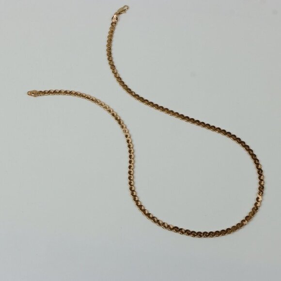 Elegant Rose Gold Wave Chain Necklace High-Gloss Finish, XPNL0260 - Picture 7 of 9